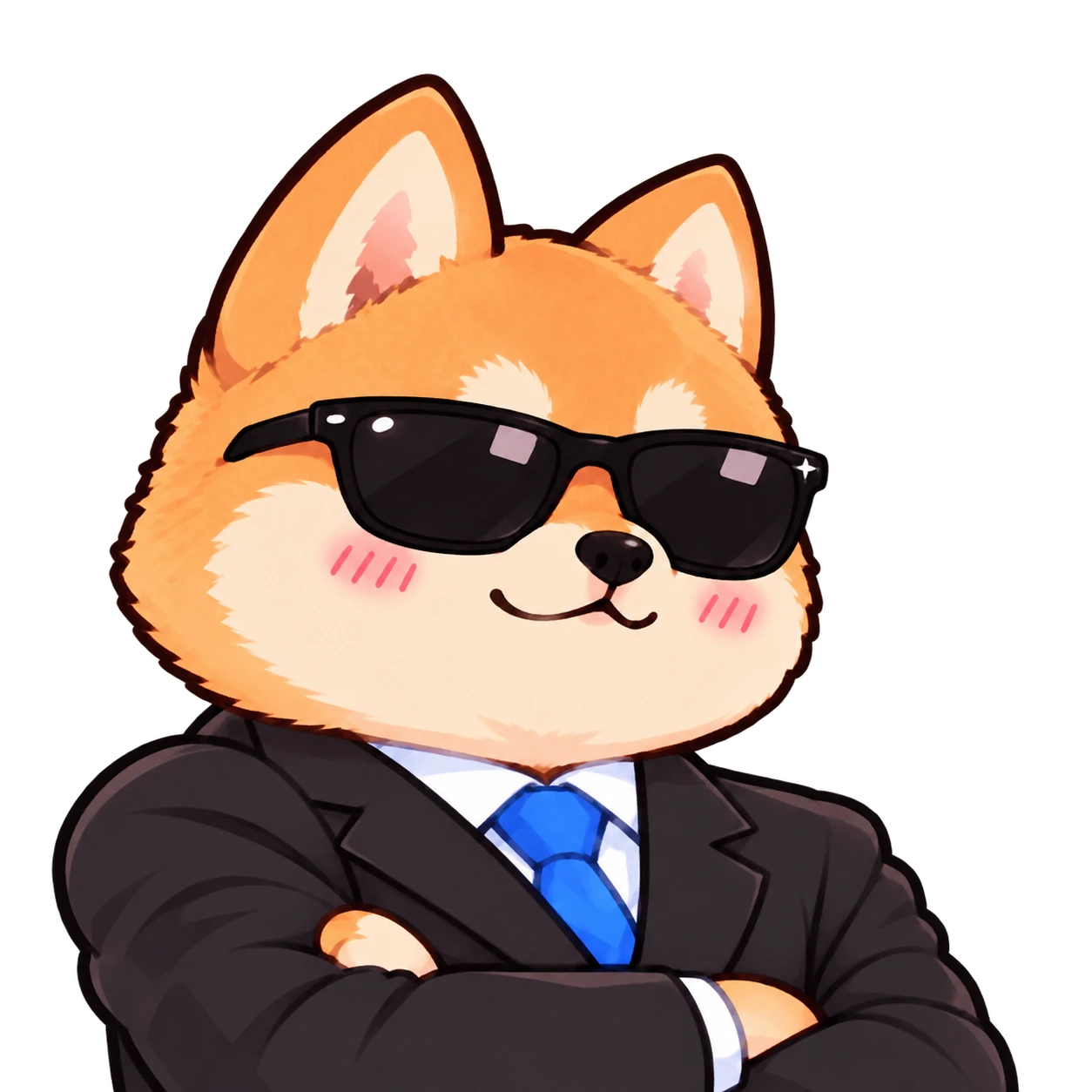 Stonk Inu, a suited Shiba wearing sunglasses